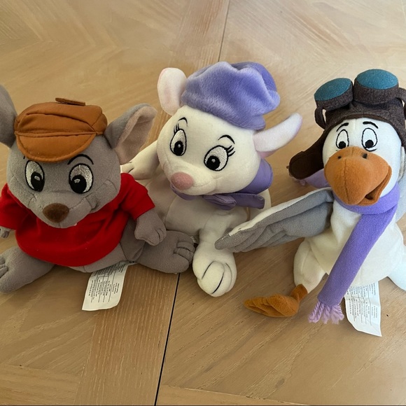 Disney Toys Disneys The Rescuers Vintage Mini Bean Bag Plush Set Of